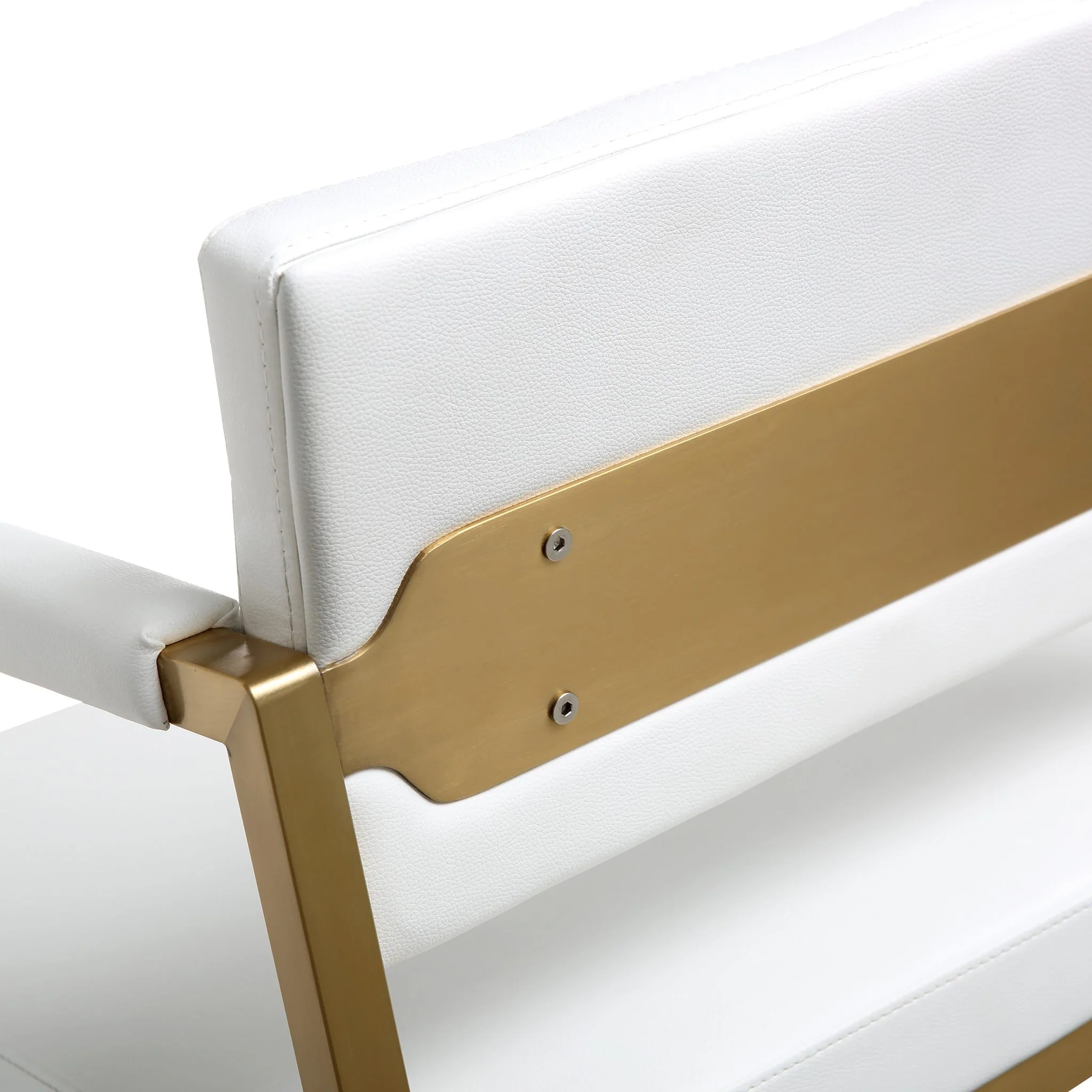 Director White Performance Vegan Leather and Gold Steel Counter Stool - Image 7