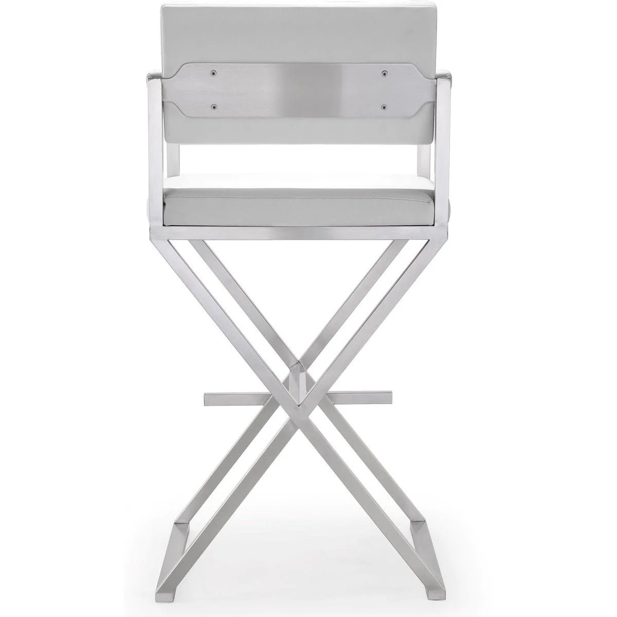 Director White Performance Vegan Leather and Stainless Steel Barstool - Image 5
