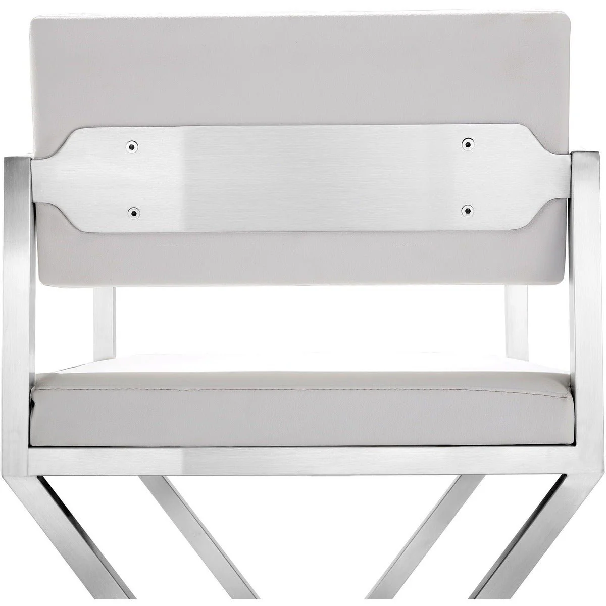 Director White Performance Vegan Leather and Stainless Steel Barstool - Image 7