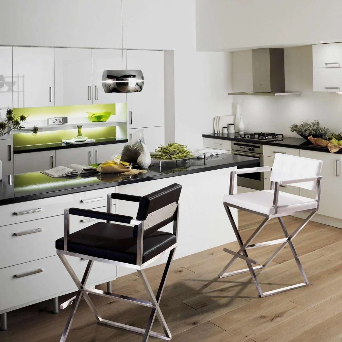 Director White Performance Vegan Leather and Stainless Steel Counter Stool - Image 2