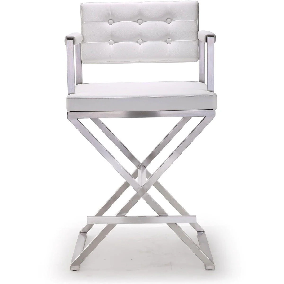 Director White Performance Vegan Leather and Stainless Steel Counter Stool - Image 3