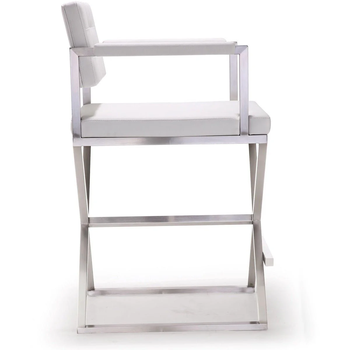 Director White Performance Vegan Leather and Stainless Steel Counter Stool - Image 4
