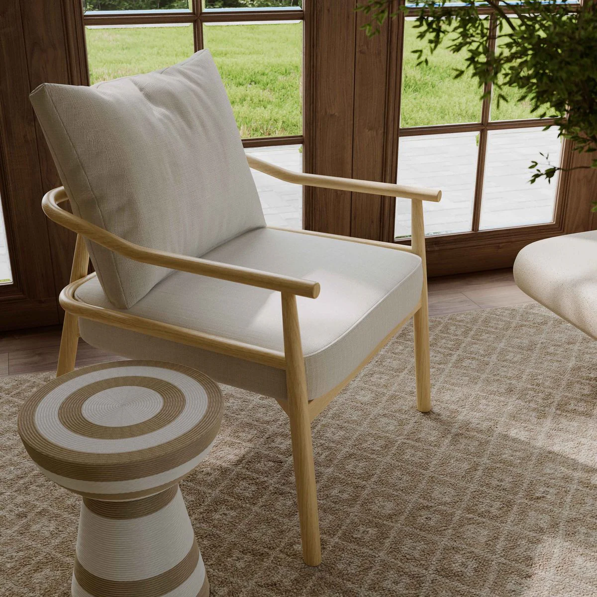 Dixie Cream Chenille Velvet Accent Chair - Image 2