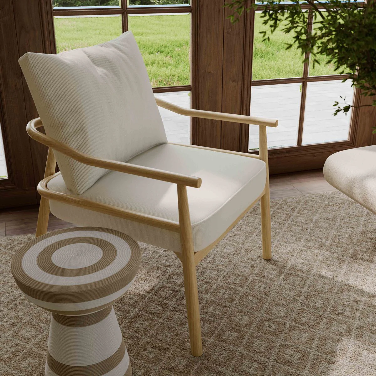 Dixie Cream Performance Corduroy Accent Chair - Image 2