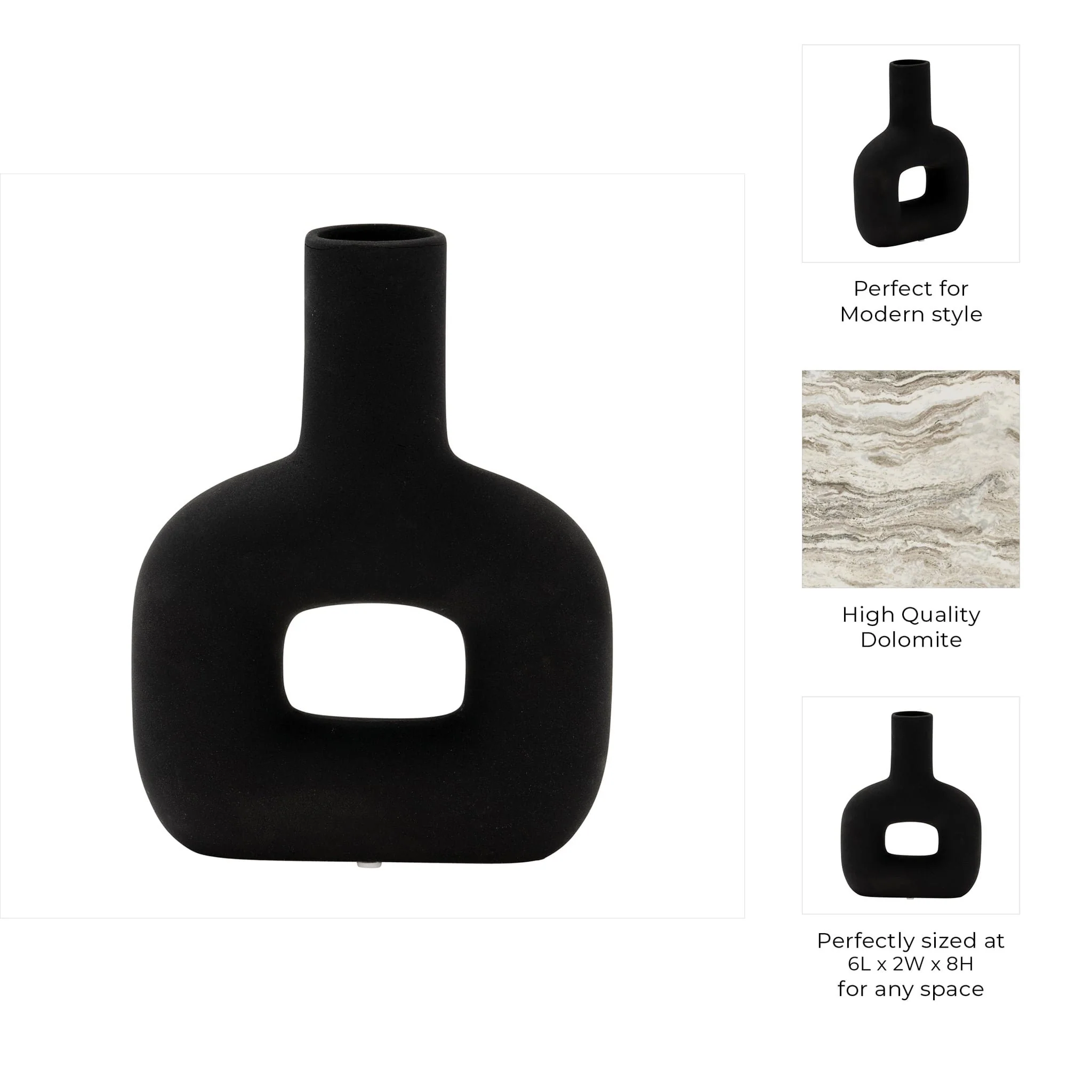 Dol, 8" Open Cut Vase, Black - Image 9