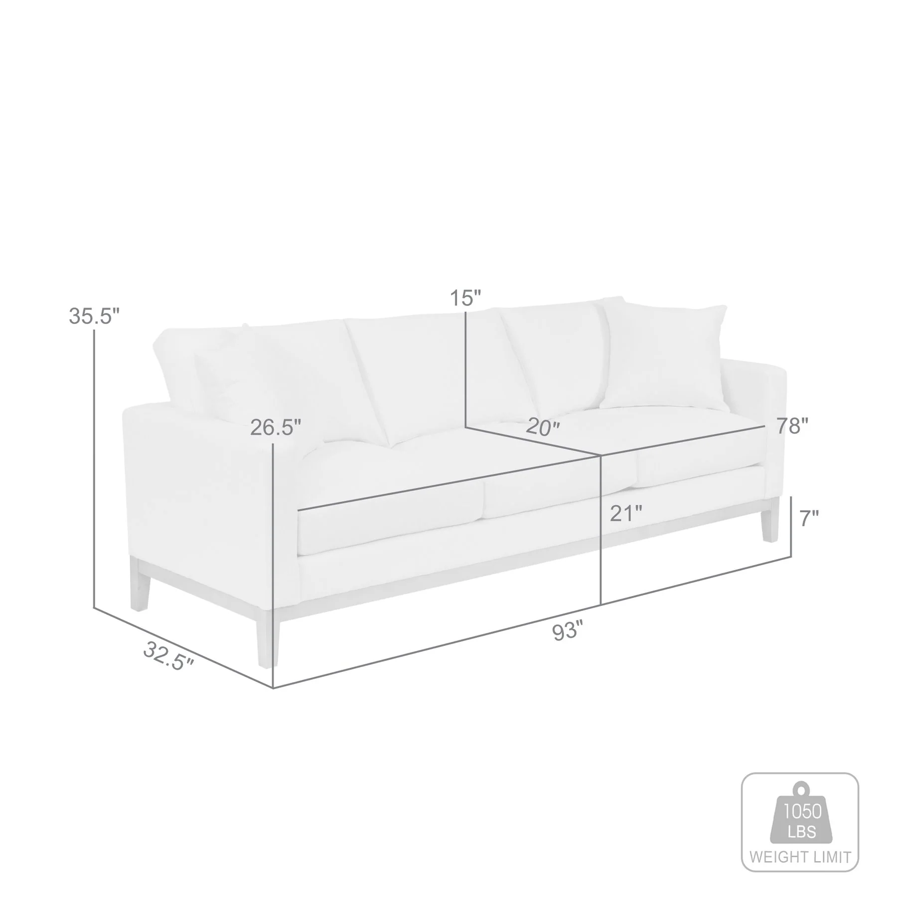Donna 93" Upholstered Sofa in Sugar - Image 7