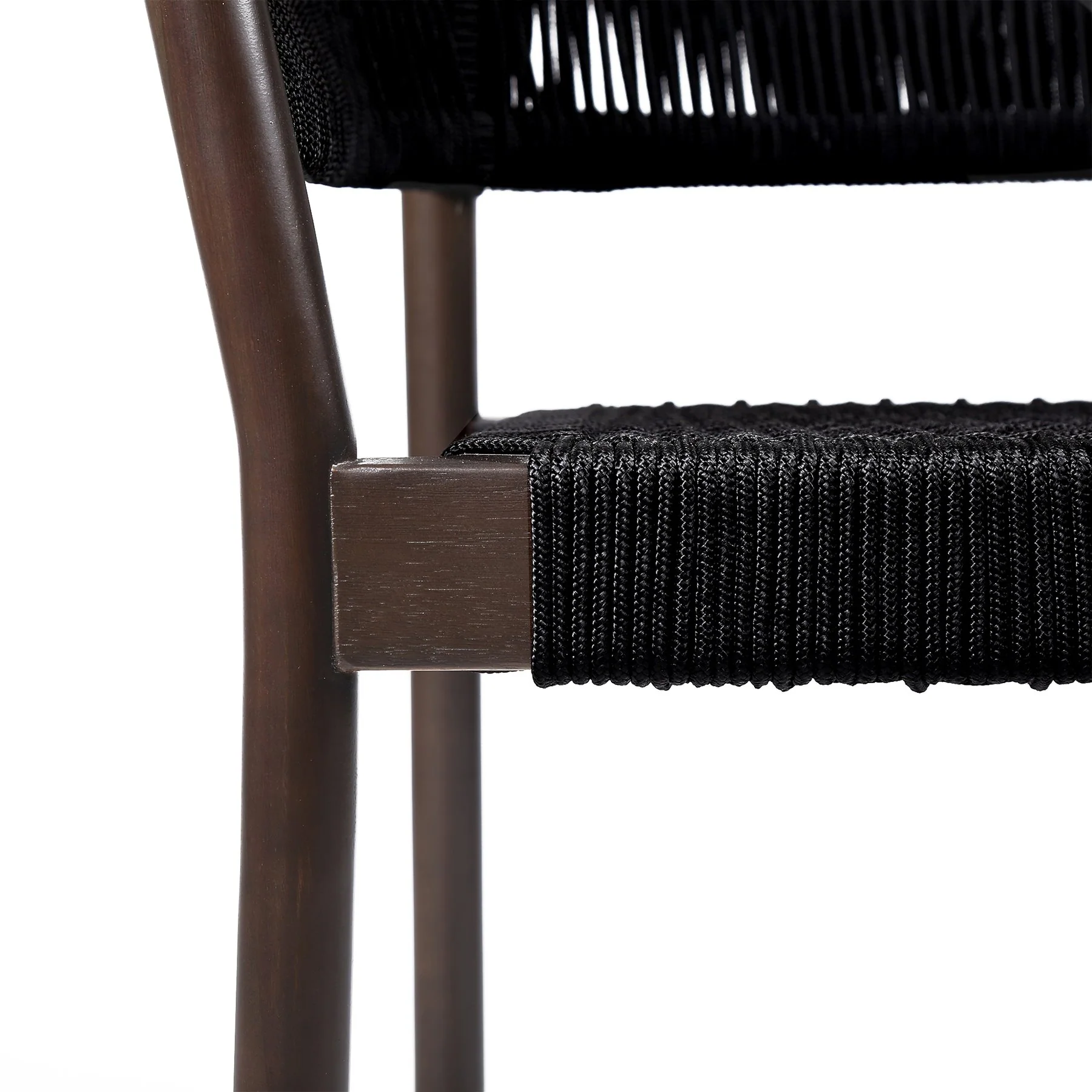 Doris Outdoor Patio Dining Chair in Dark Eucalyptus Wood with Black Rope - Set of 2 - Image 7