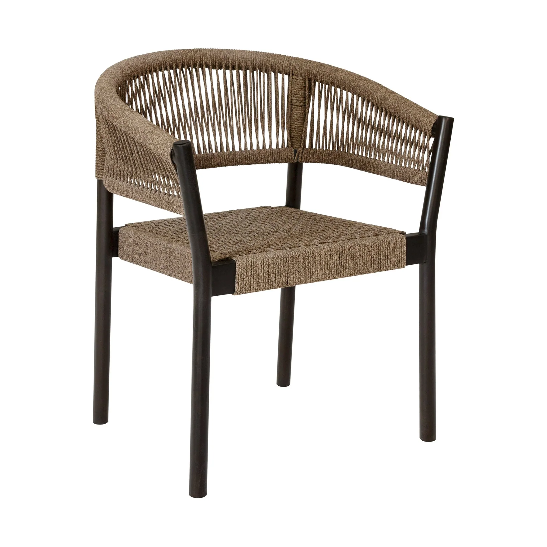 Doris Outdoor Patio Dining Chair in Dark Eucalyptus Wood with Truffle Rope - Set of 2 - Image 2