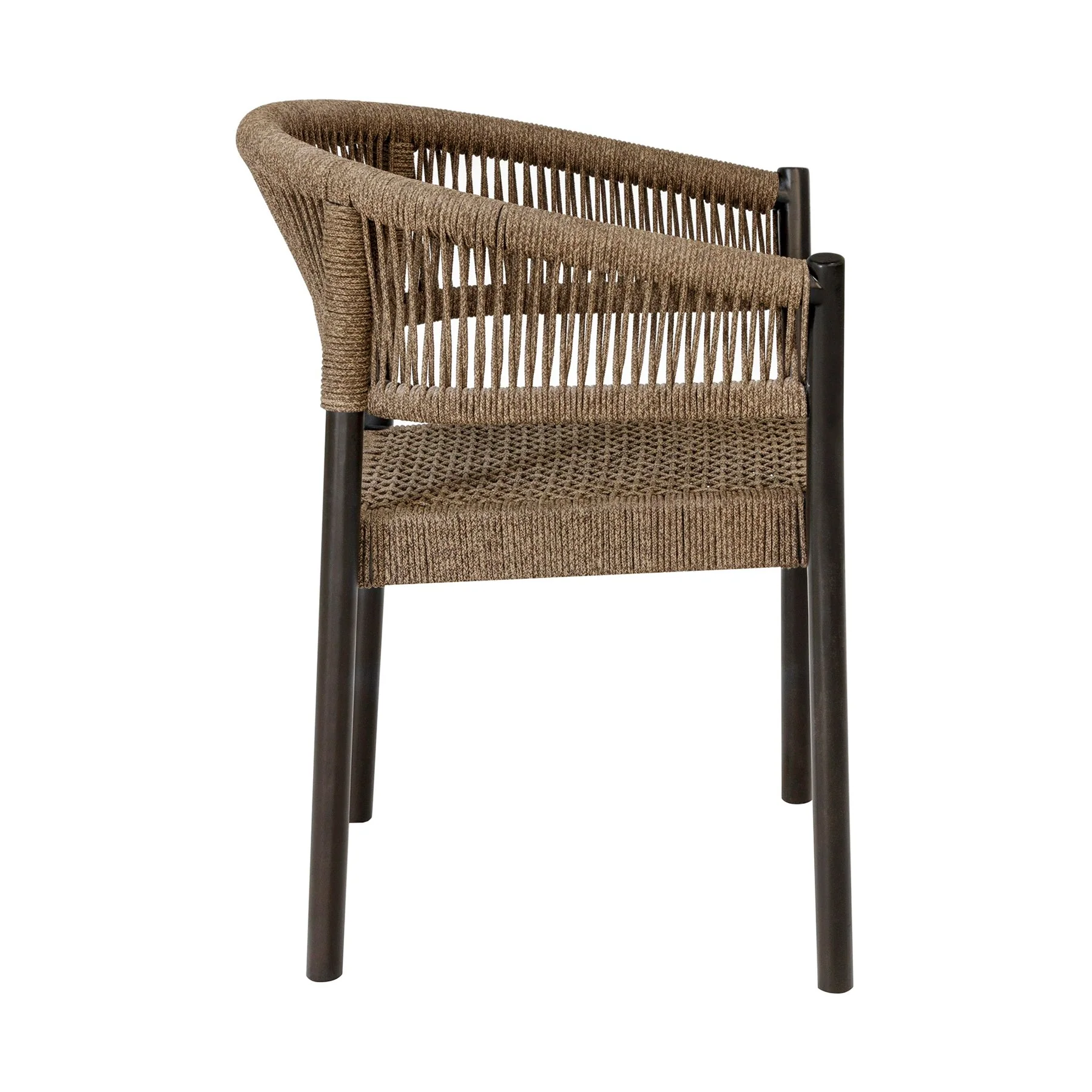 Doris Outdoor Patio Dining Chair in Dark Eucalyptus Wood with Truffle Rope - Set of 2 - Image 4