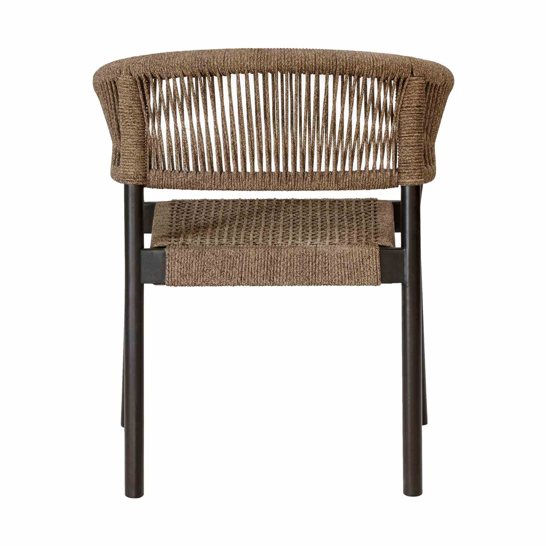 Doris Outdoor Patio Dining Chair in Dark Eucalyptus Wood with Truffle Rope - Set of 2 - Image 6