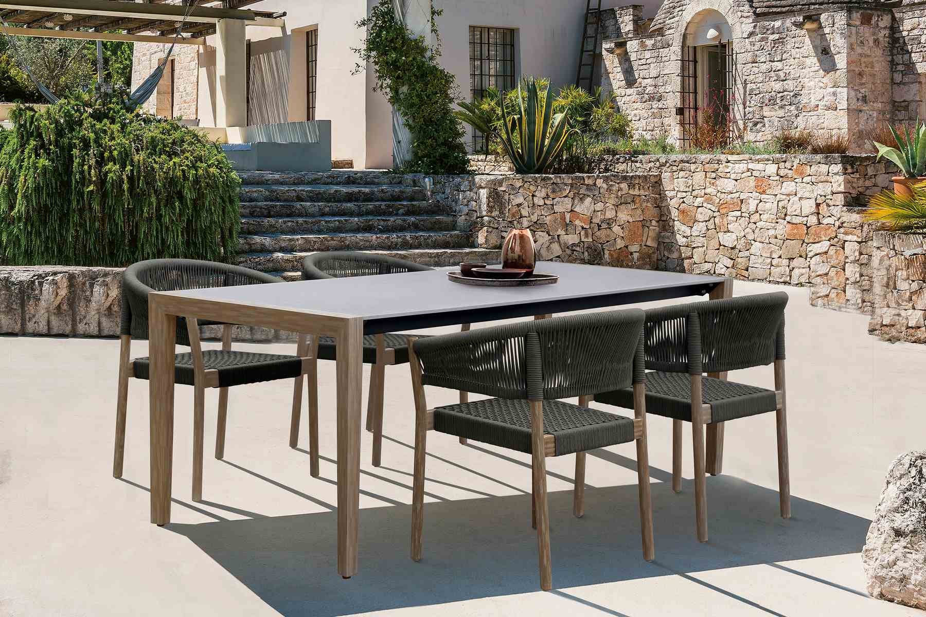 Doris Outdoor Patio Dining Chair in Light Eucalyptus Wood with Charcoal Rope - Set of 2 - Image 10