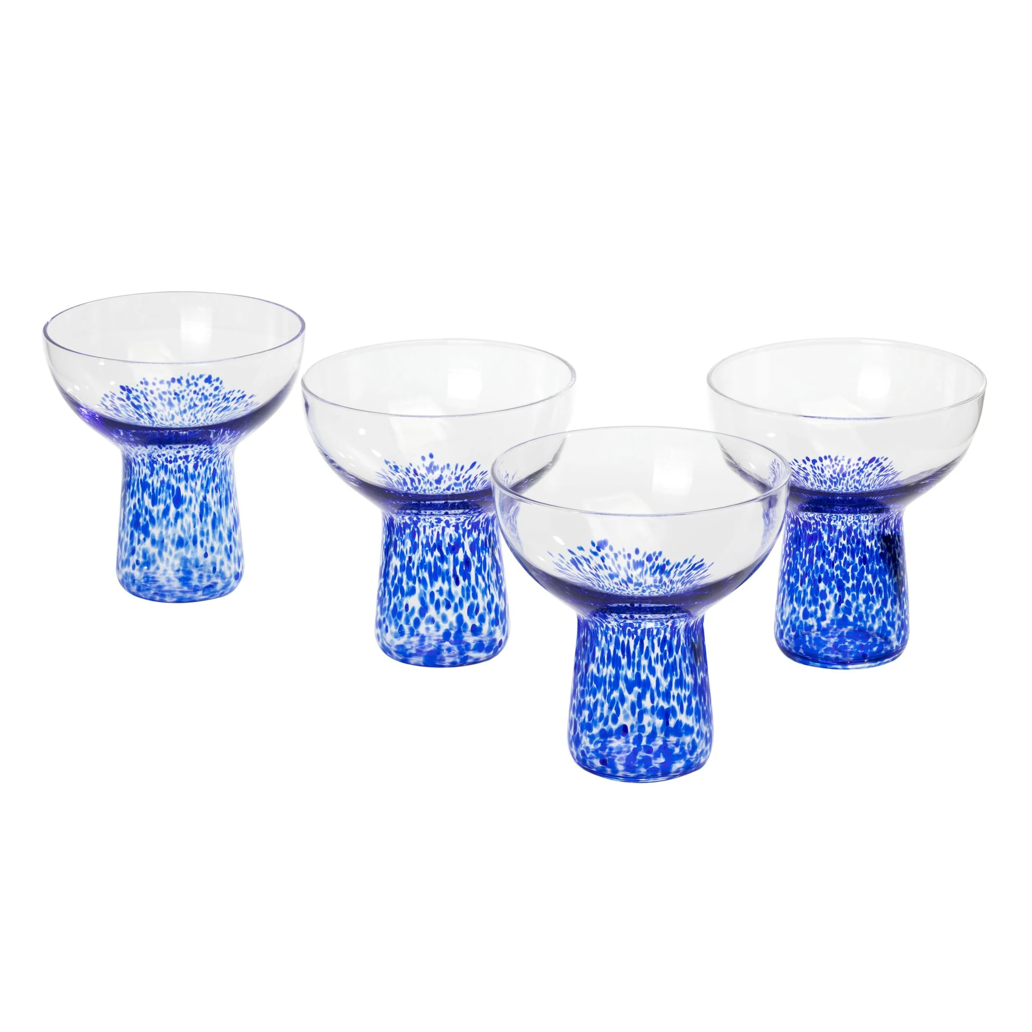 Dottie Blue Dots Handblown Cocktail Glass - Set of 4 - Image 4