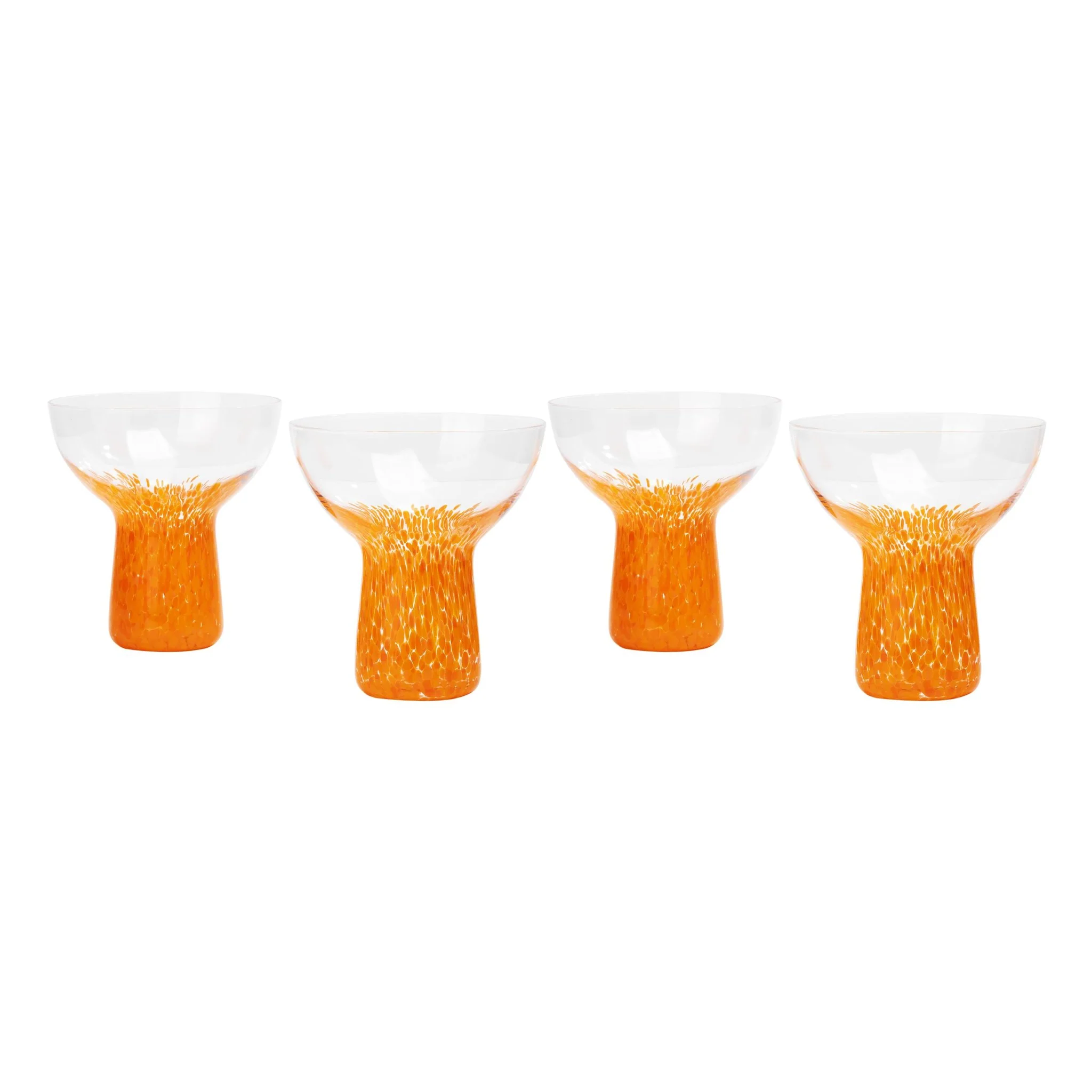 Dottie Clear Orange Dots Handblown Cocktail Glass - Set of 4 - Image 3