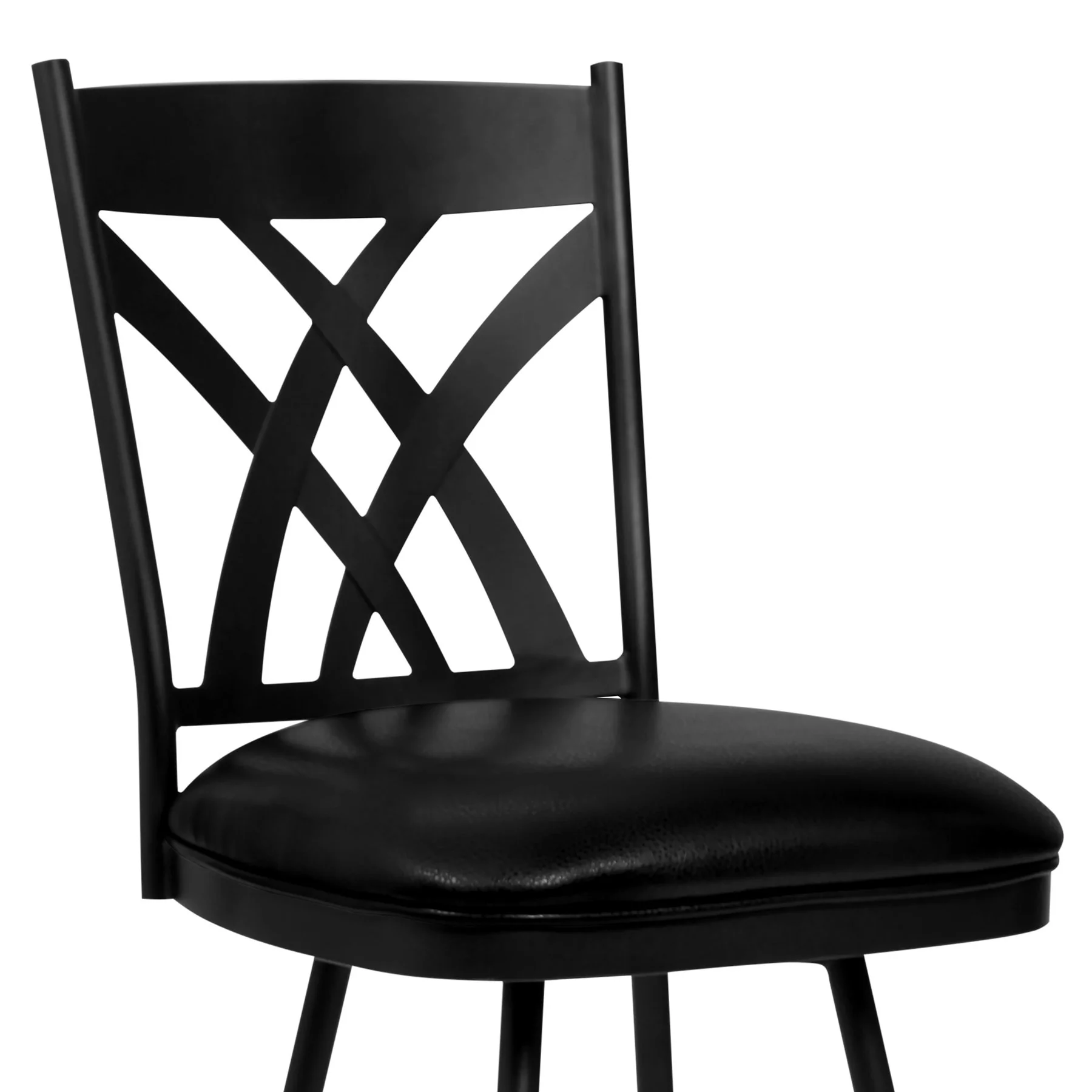 Dover 26" Counter Height Barstool in Matte Black Finish and Black Faux Leather - Image 3