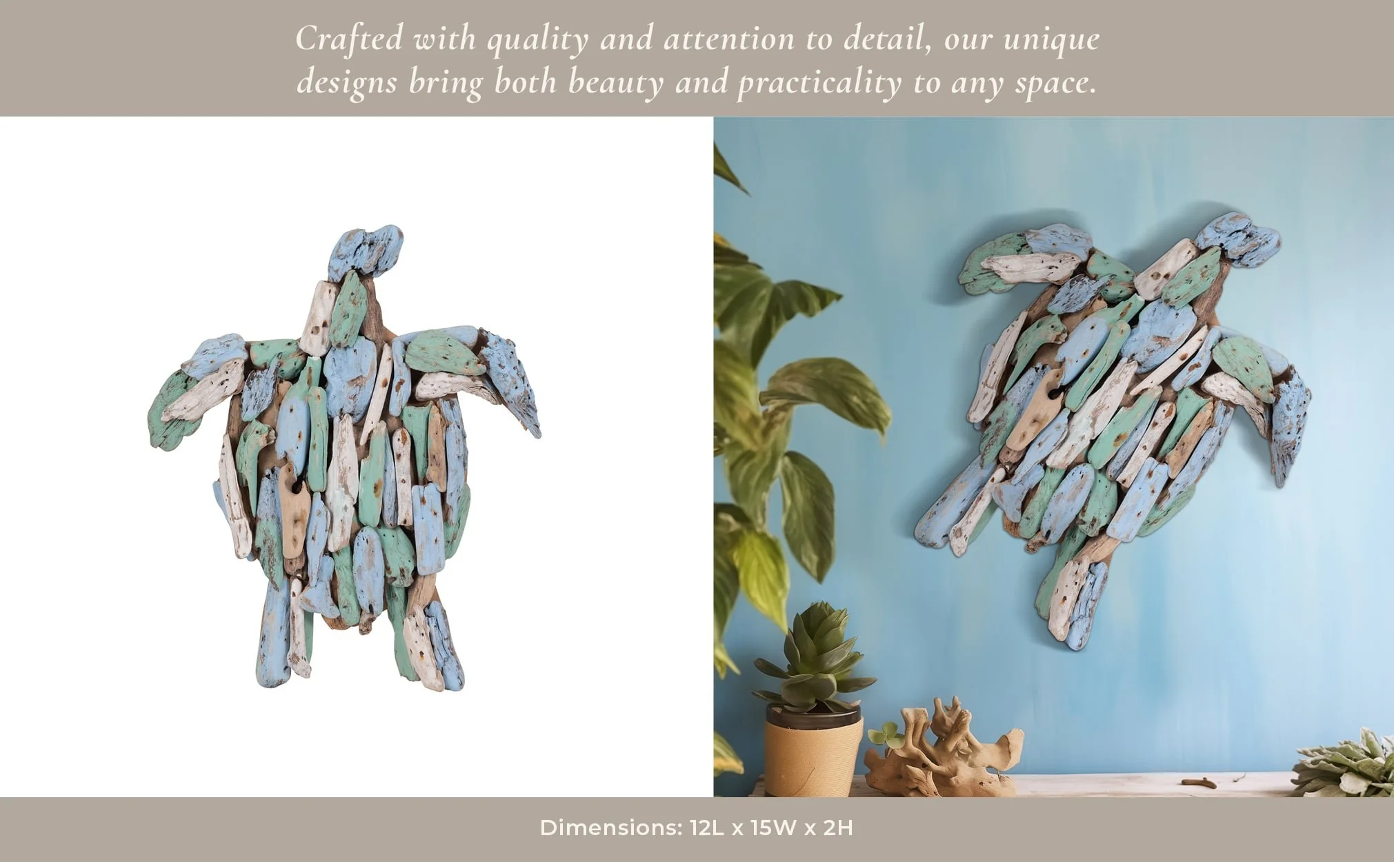 Driftwood, 13"l Multicolored Turtle - Image 9