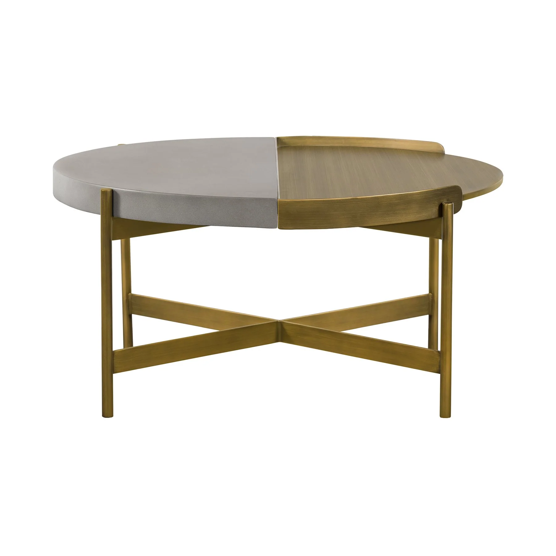 Dua Gray Concrete Coffee Table with Antique Brass - Image 3