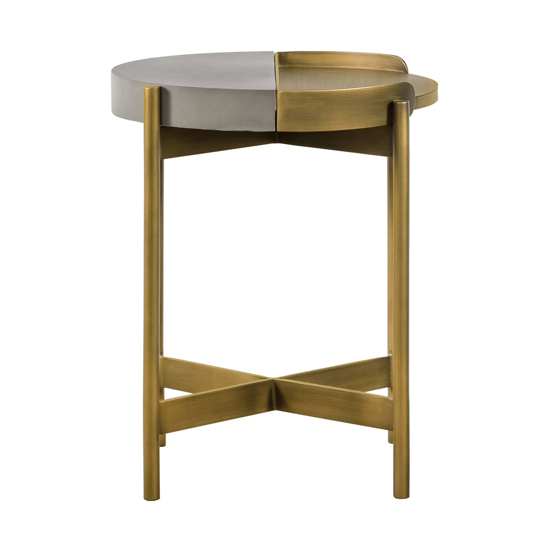 Dua Gray Concrete End Table with Antique Brass - Image 3