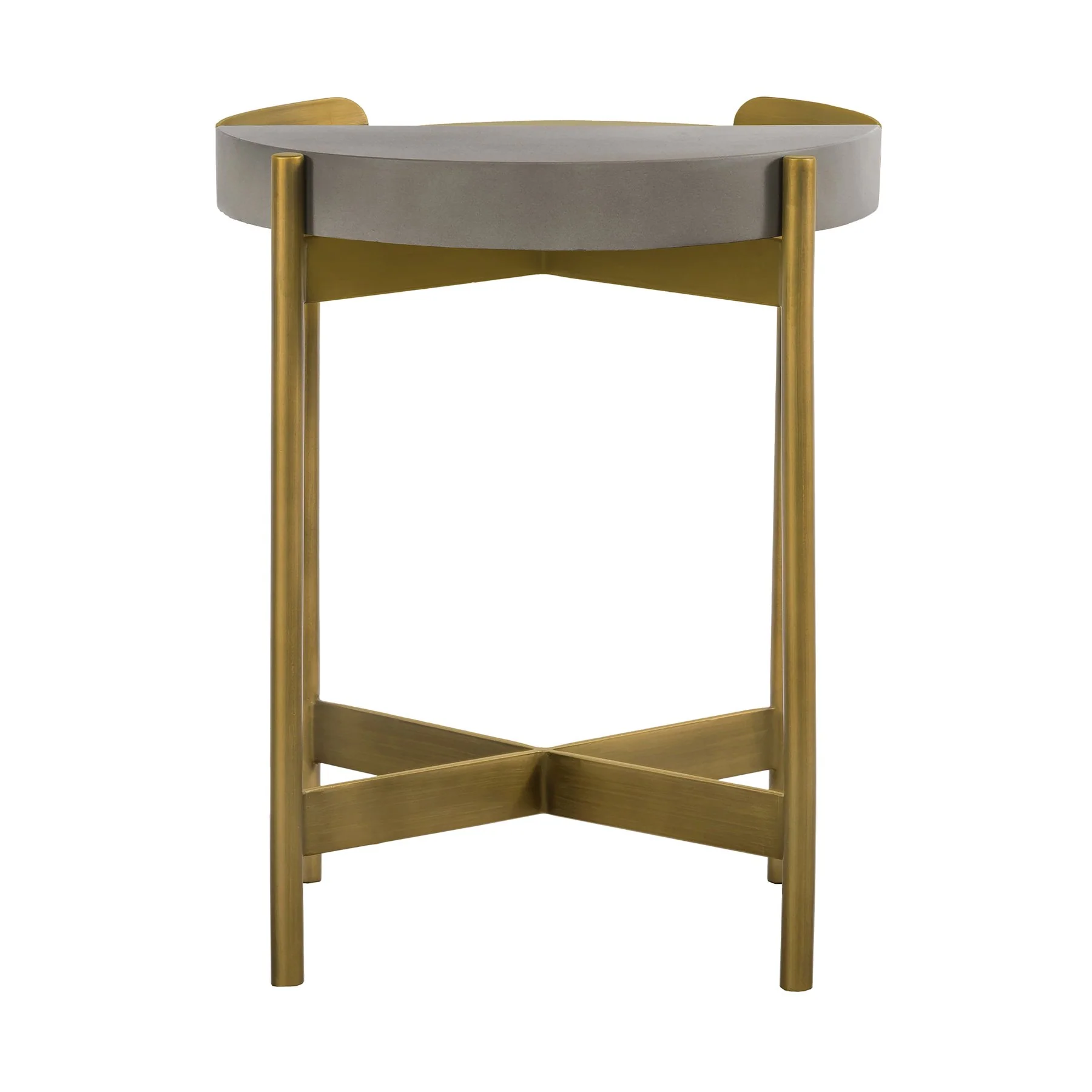 Dua Gray Concrete End Table with Antique Brass - Image 4