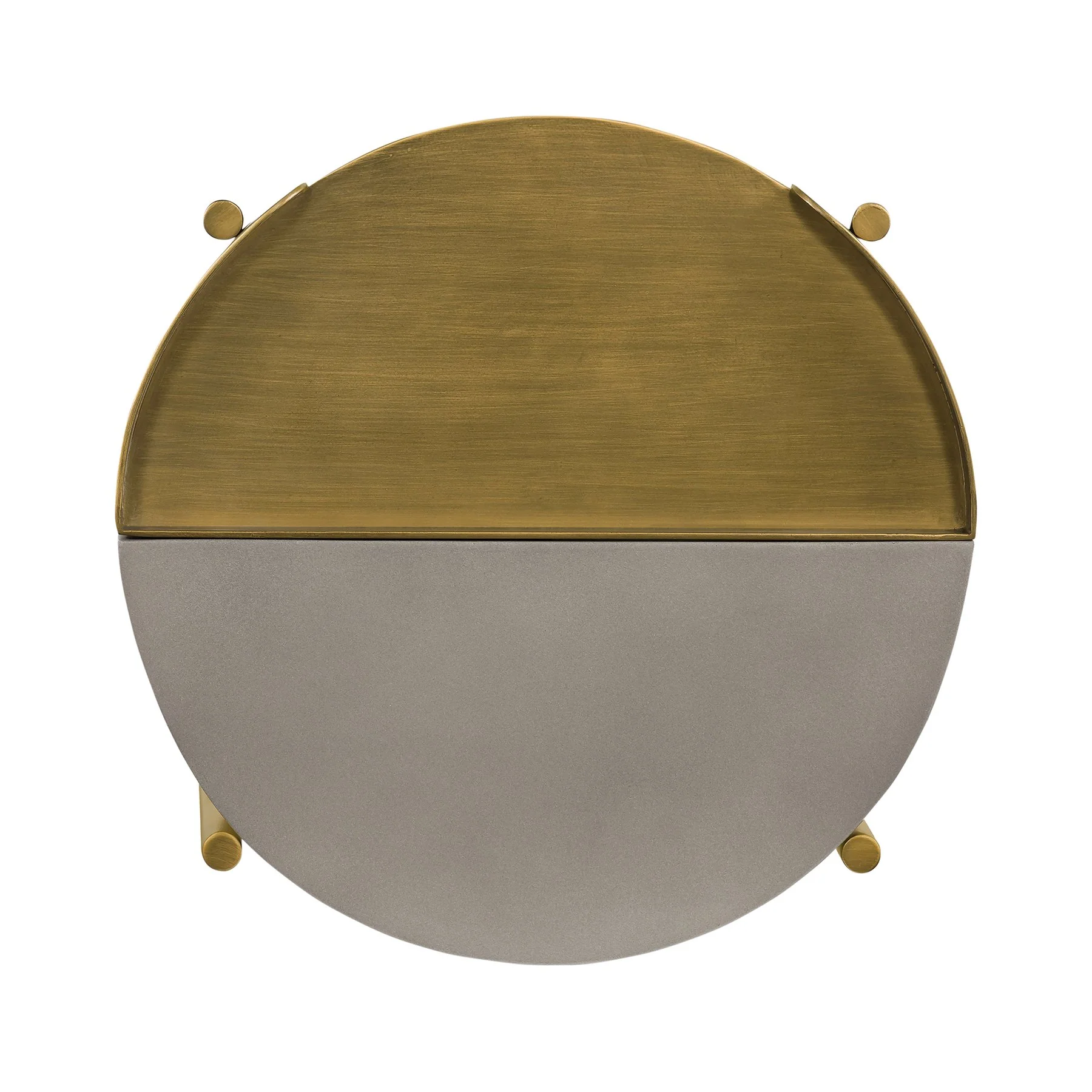 Dua Gray Concrete End Table with Antique Brass - Image 5