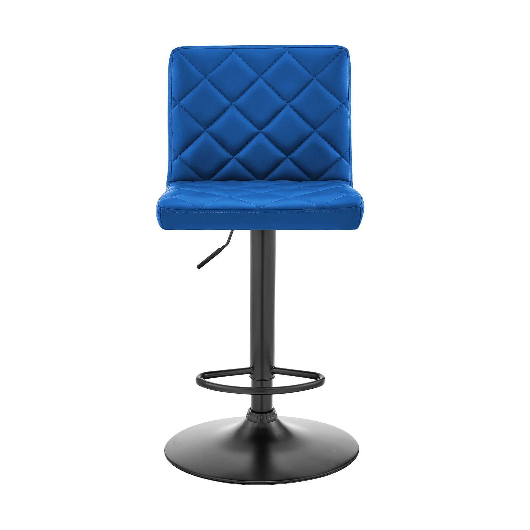Duval Adjustable Blue Faux Leather Swivel Bar Stool - Image 2