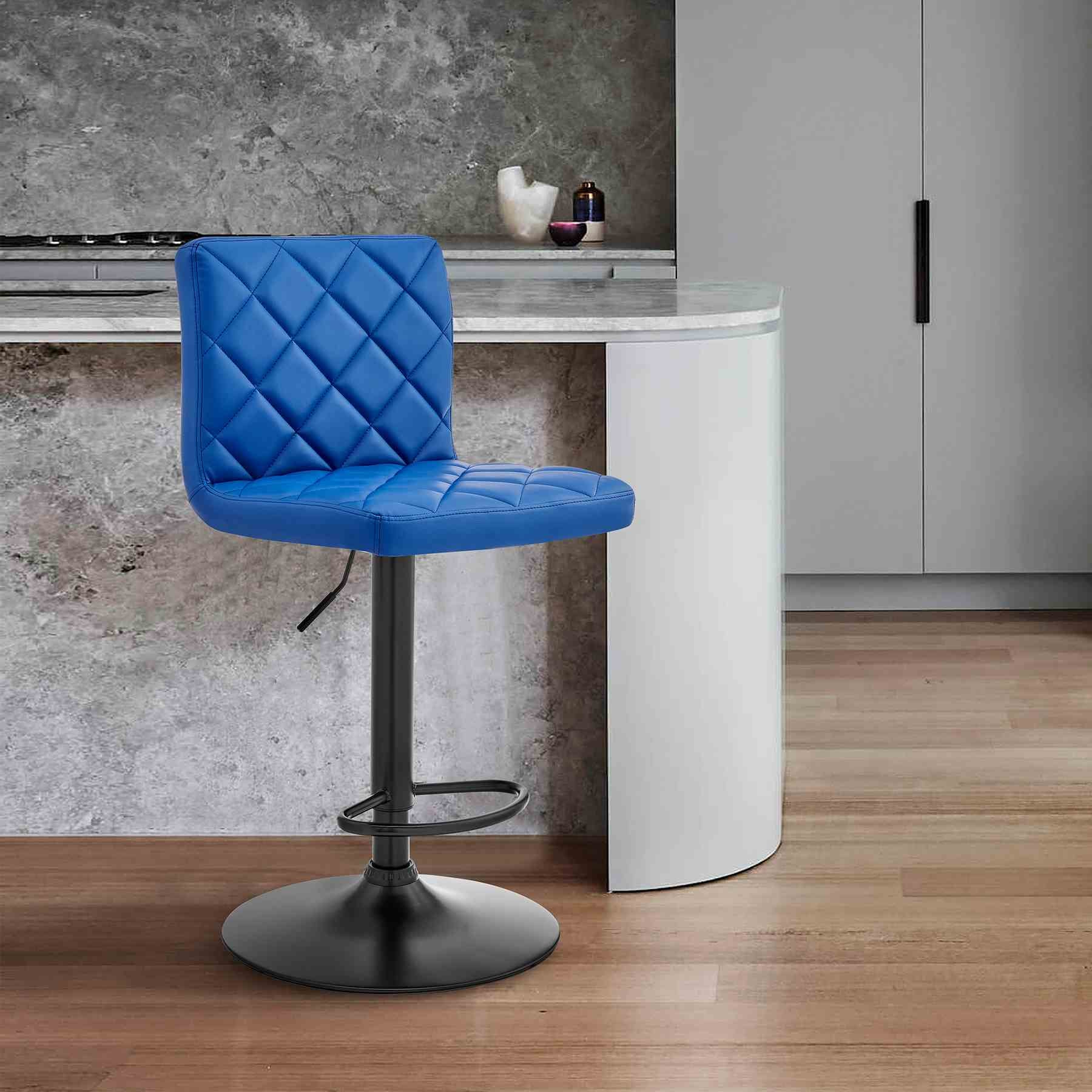 Duval Adjustable Blue Faux Leather Swivel Bar Stool - Image 9