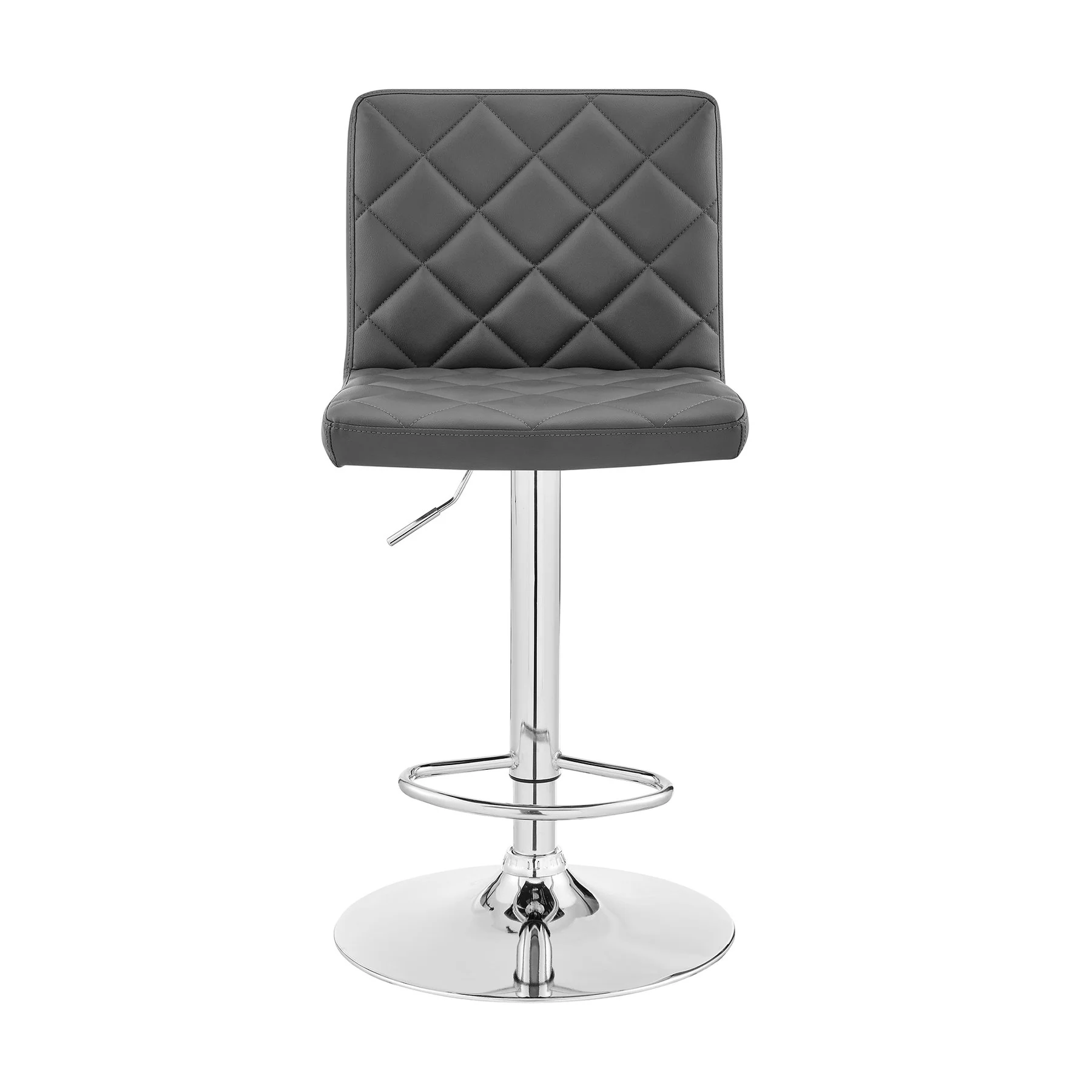 Duval Adjustable Gray Faux Leather and Charcoal Swivel Barstool - Image 2