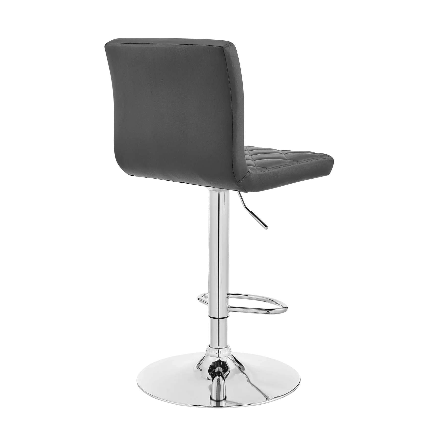 Duval Adjustable Gray Faux Leather and Charcoal Swivel Barstool - Image 4