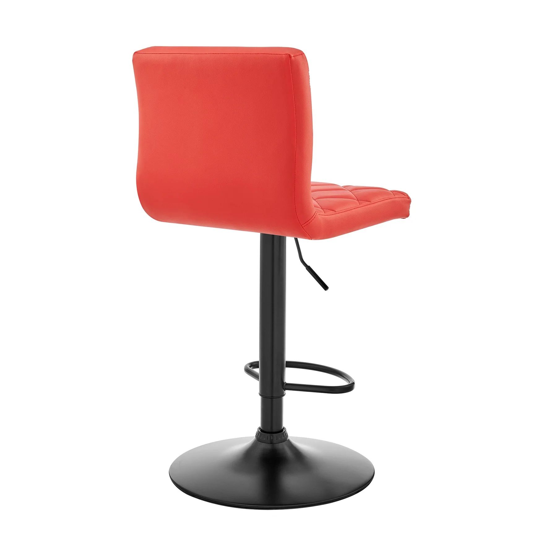Duval Adjustable Red Faux Leather Swivel Bar Stool - Image 4