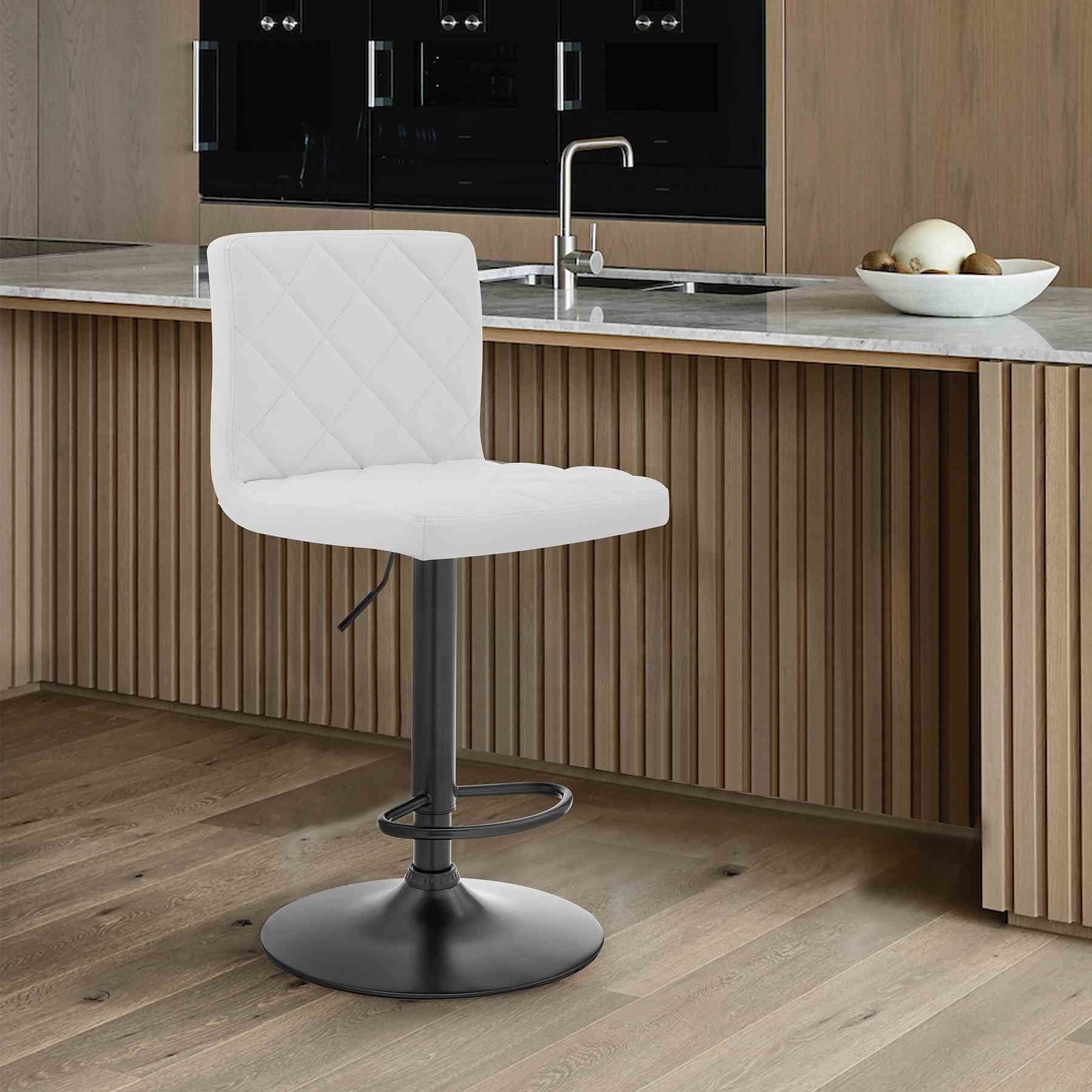 Duval Adjustable White Faux Leather Swivel Bar Stool - Image 10