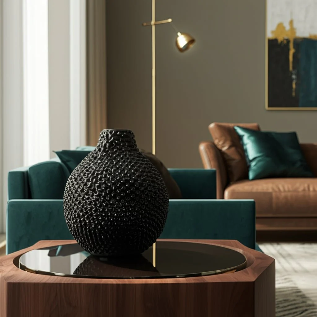 Ec, Gloss Black Spiked Ceramic Vase 8 - Image 12