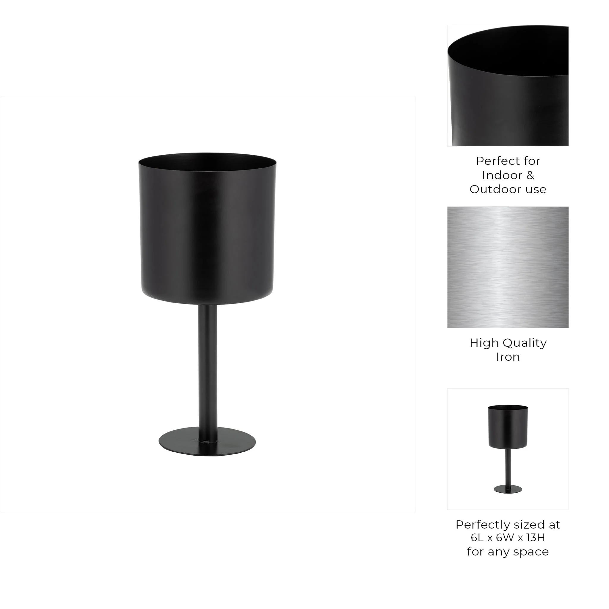 Ec Metal,6",flat Round Base Planter,black - Image 7