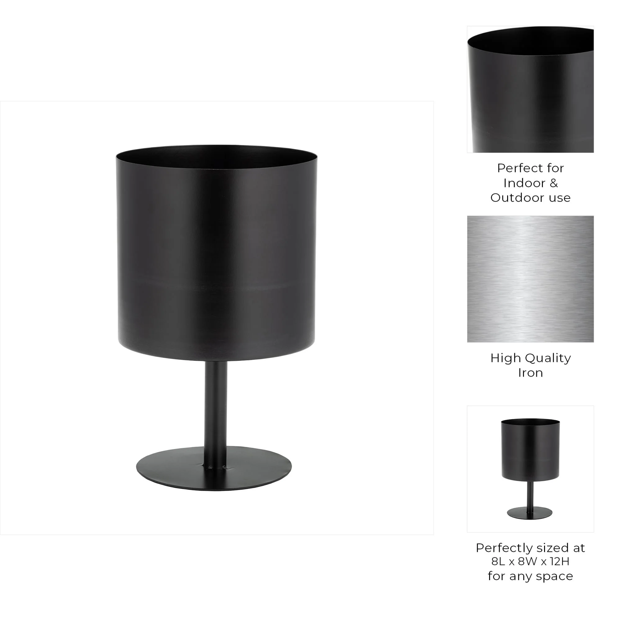 Ec Metal,8",flat Round Base Planter,black - Image 7