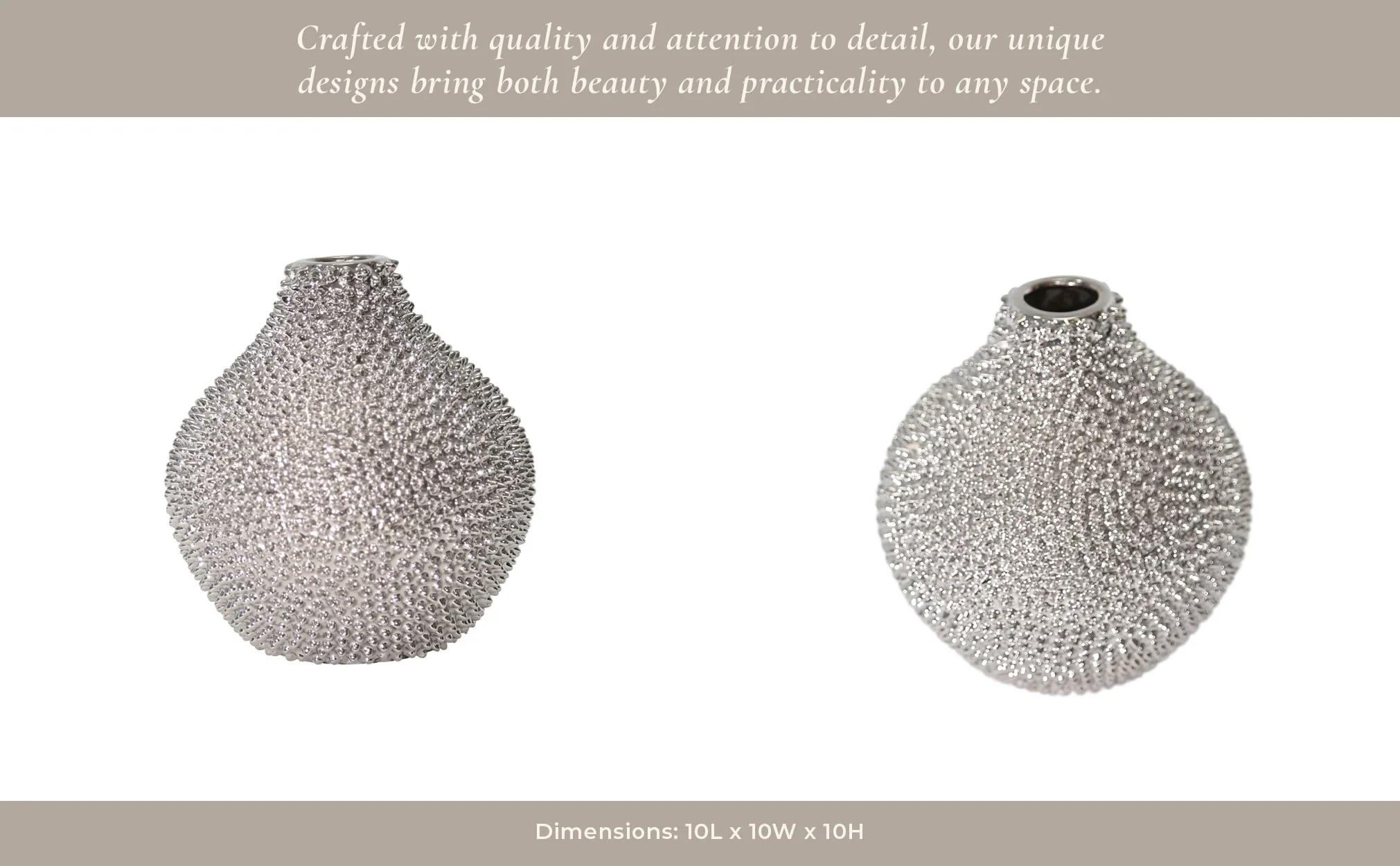 Ec Silver Spiked Ceramic Vase 10" Rf - Image 12
