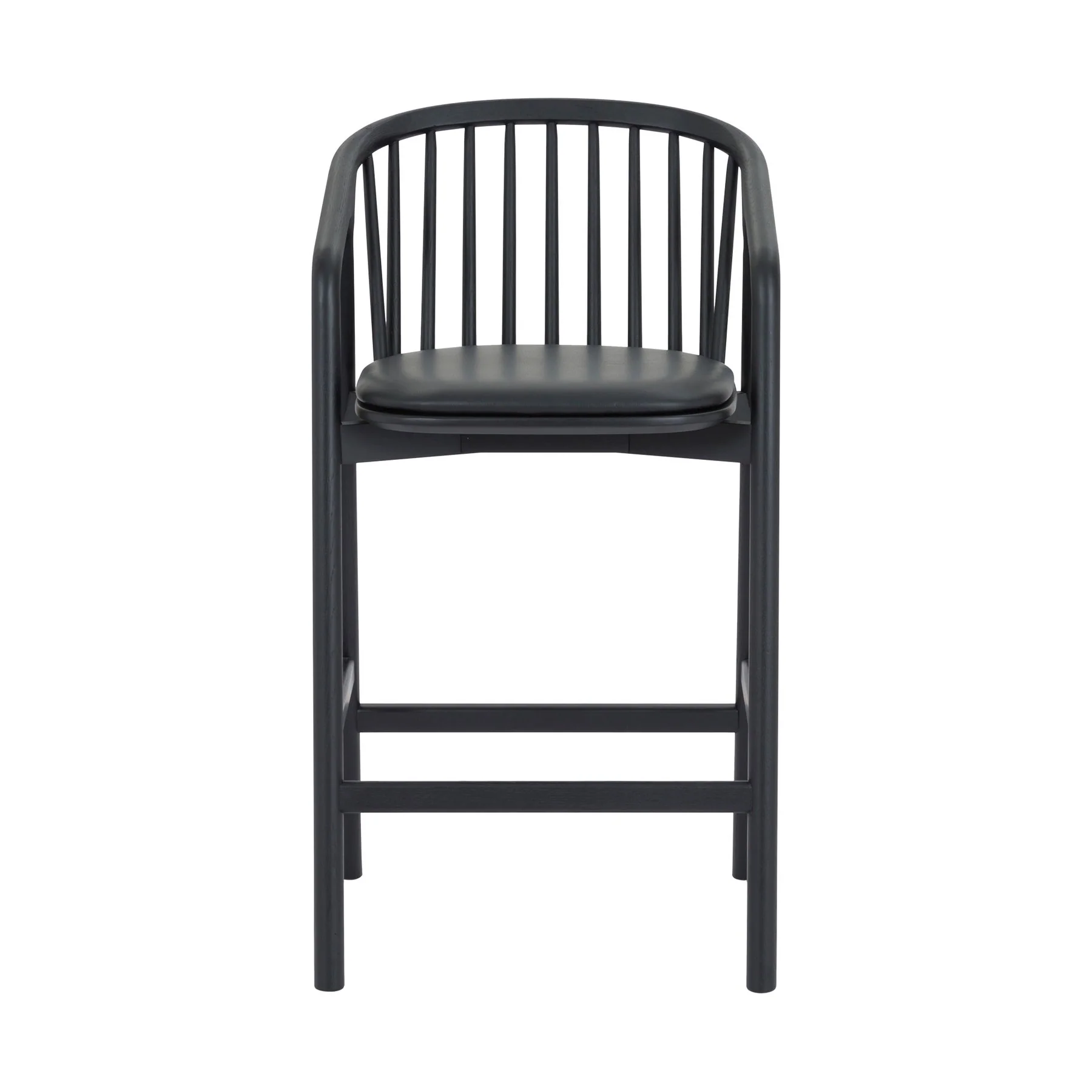 Echo Black Oak Wood and Faux Leather Bar Stool - Image 2
