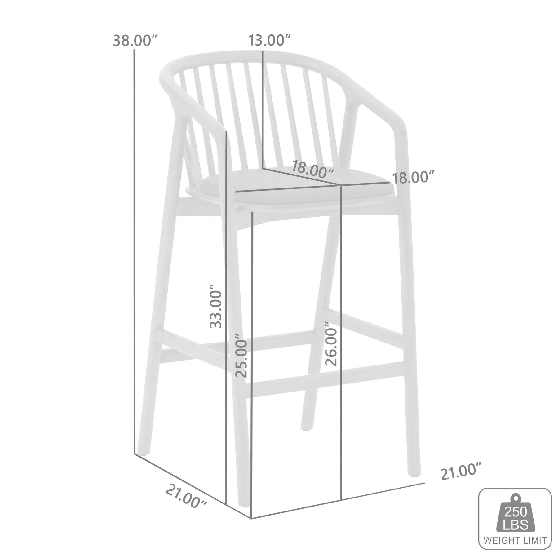 Echo Black Oak Wood and Faux Leather Counter Stool - Image 11