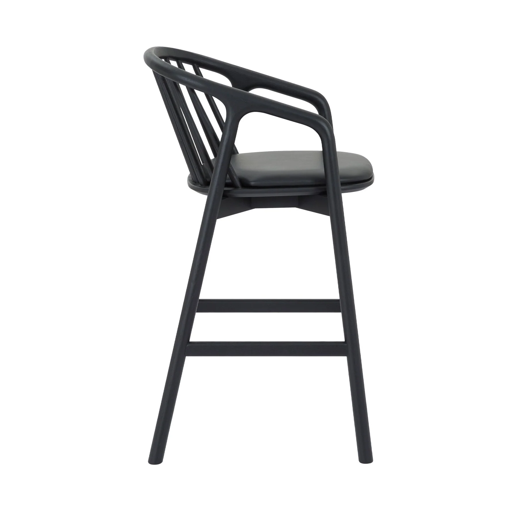 Echo Black Oak Wood and Faux Leather Counter Stool - Image 3
