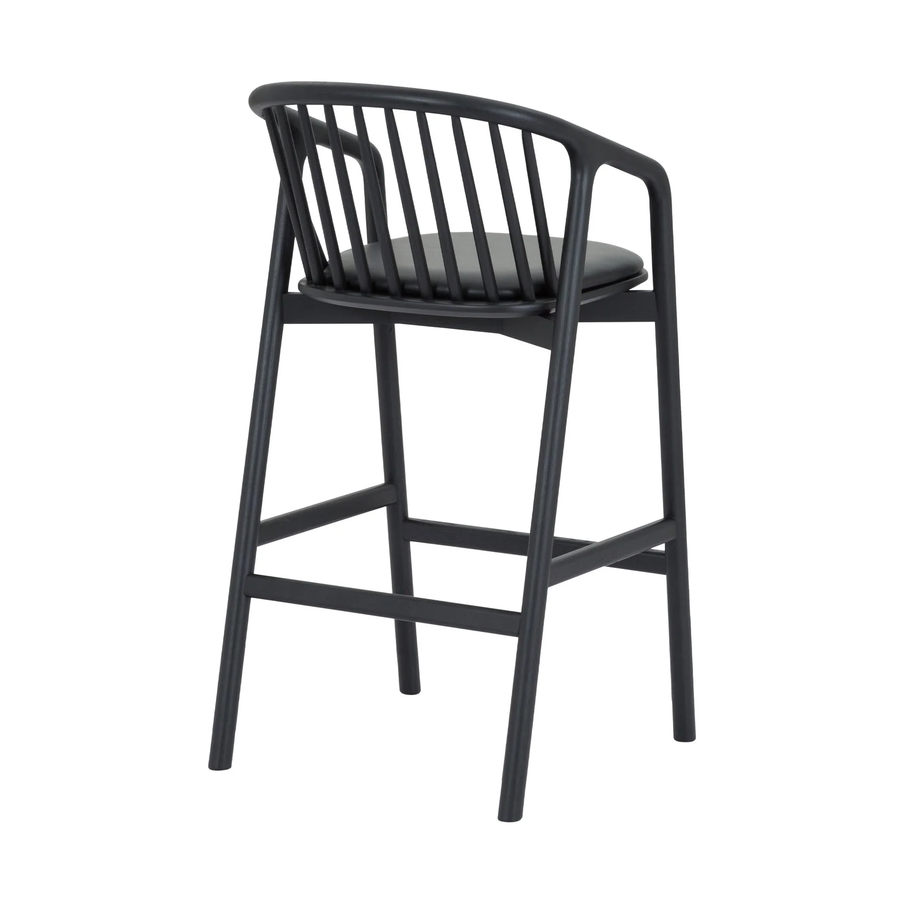 Echo Black Oak Wood and Faux Leather Counter Stool - Image 4