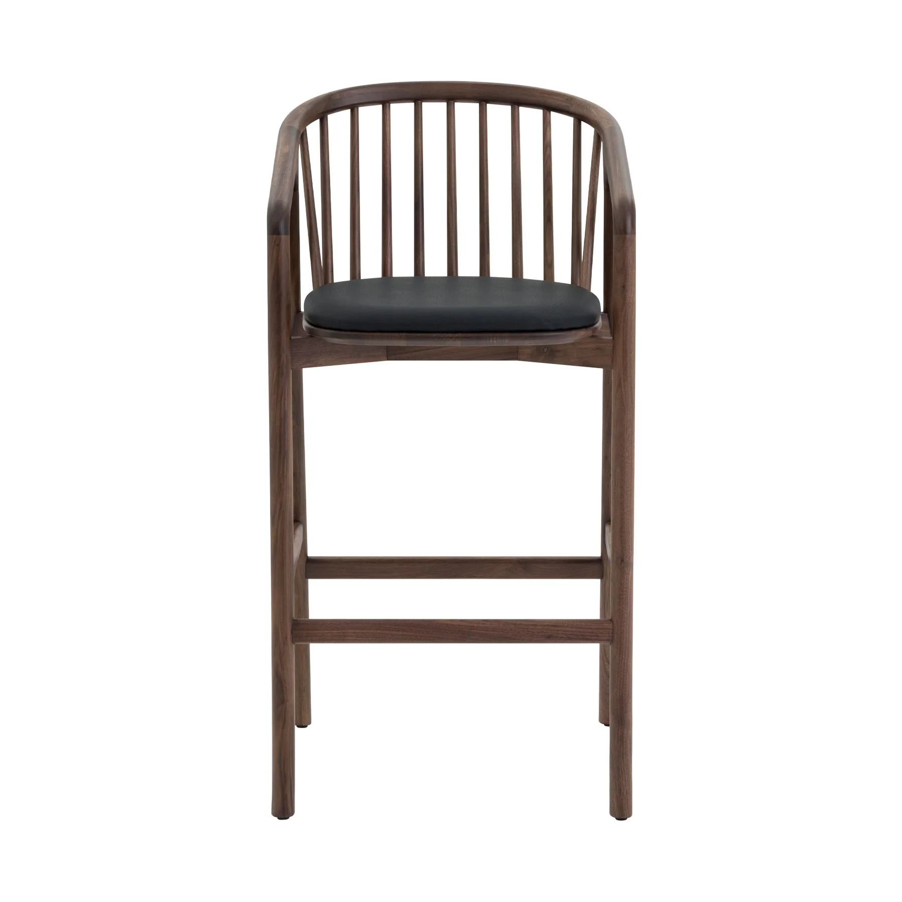 Echo Walnut Wood and Black Faux Leather Bar Stool - Image 2