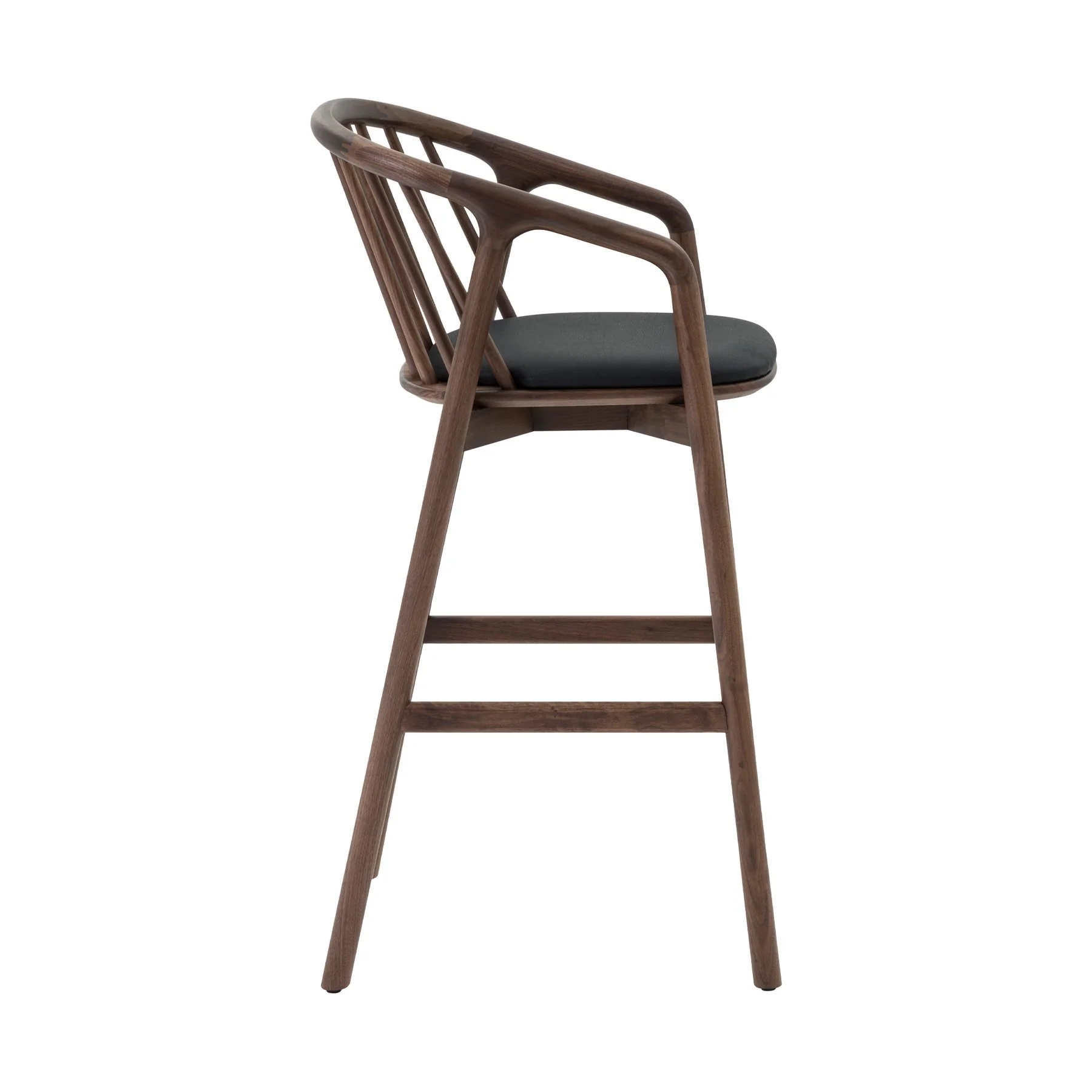 Echo Walnut Wood and Black Faux Leather Bar Stool - Image 3