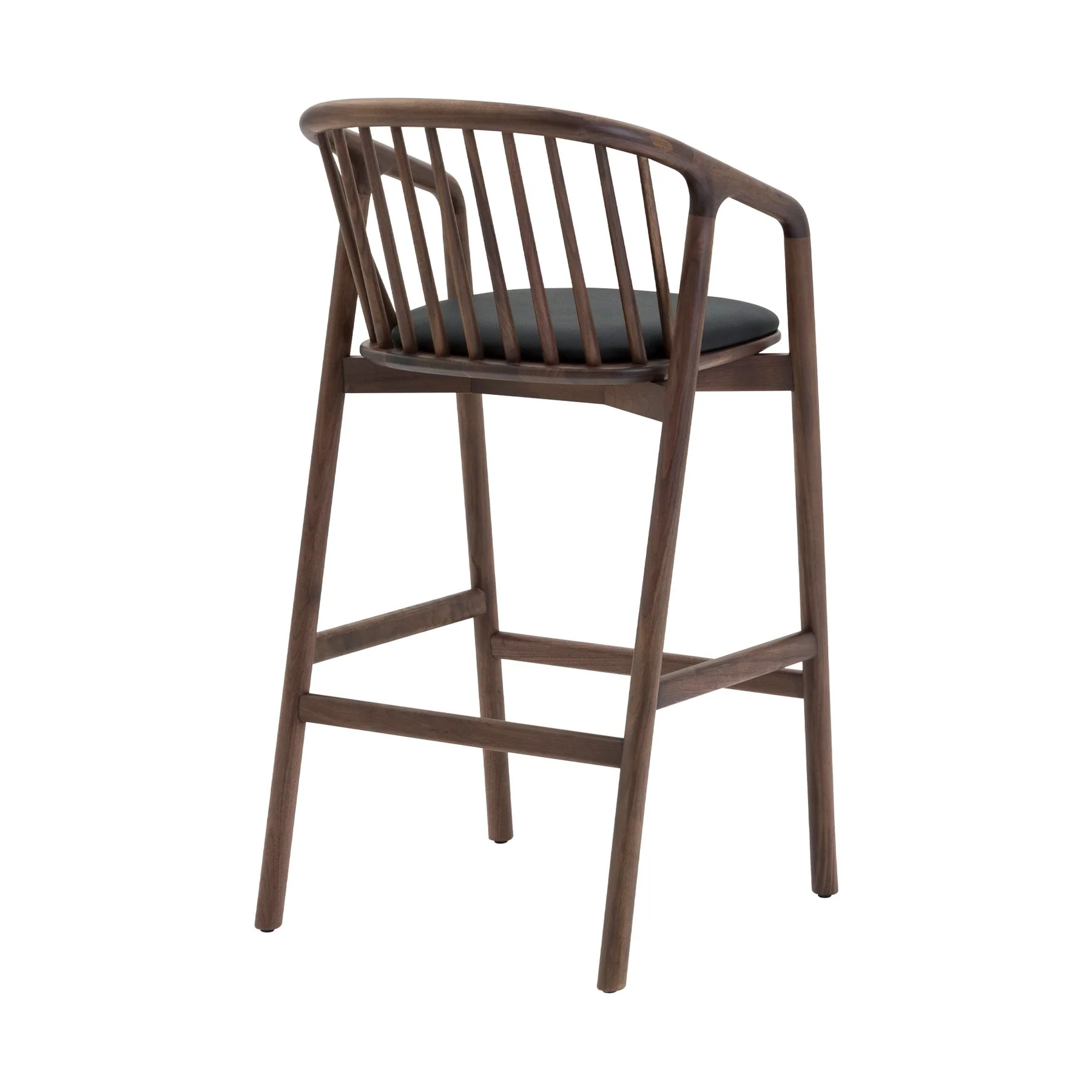 Echo Walnut Wood and Black Faux Leather Bar Stool - Image 4
