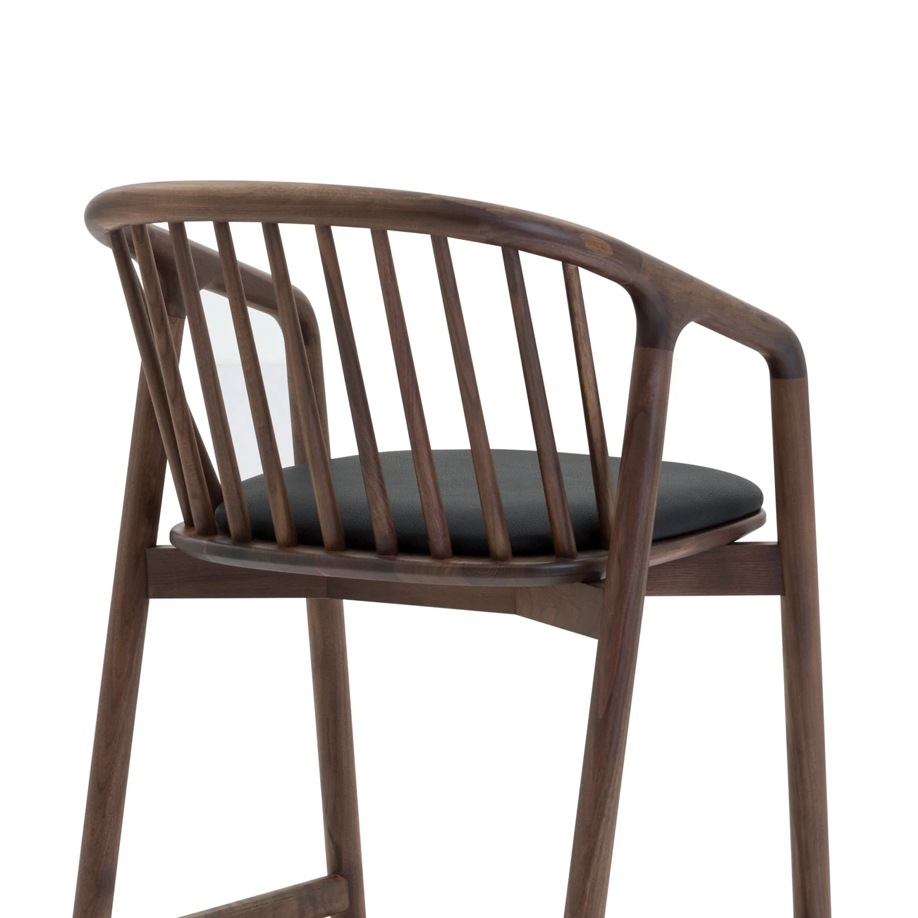 Echo Walnut Wood and Black Faux Leather Bar Stool - Image 6