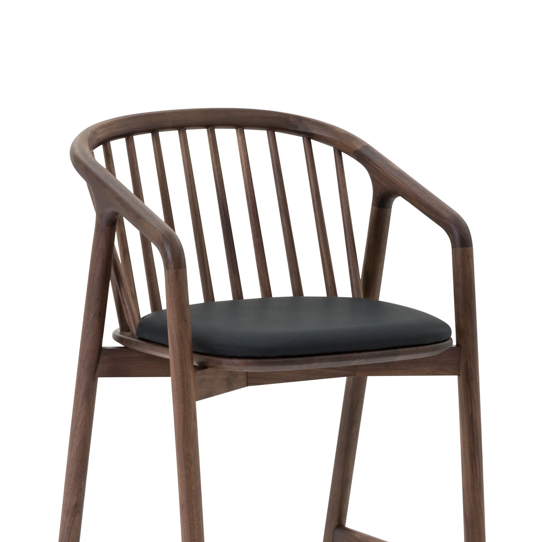 Echo Walnut Wood and Black Faux Leather Counter Stool - Image 5