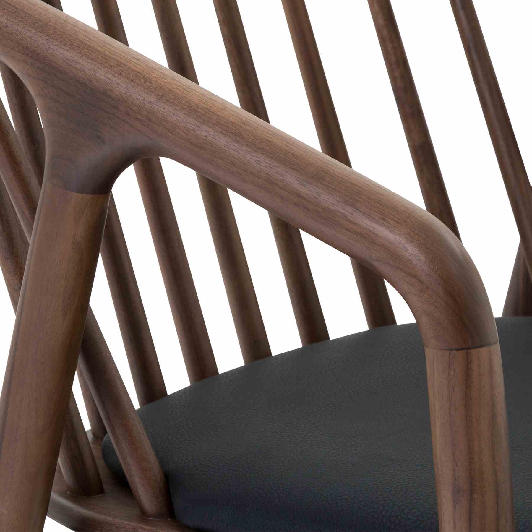 Echo Walnut Wood and Black Faux Leather Counter Stool - Image 8