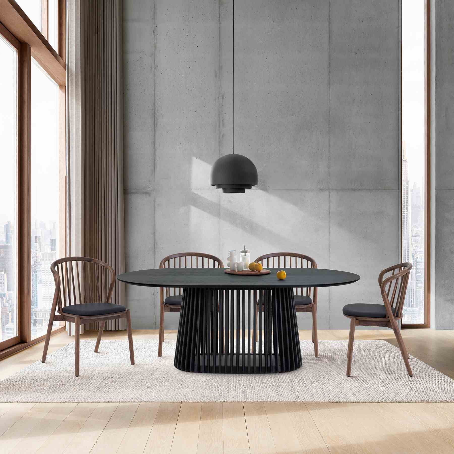 Echo Walnut Wood and Black Faux Leather Dining Chairs - Set of 2 - Image 13