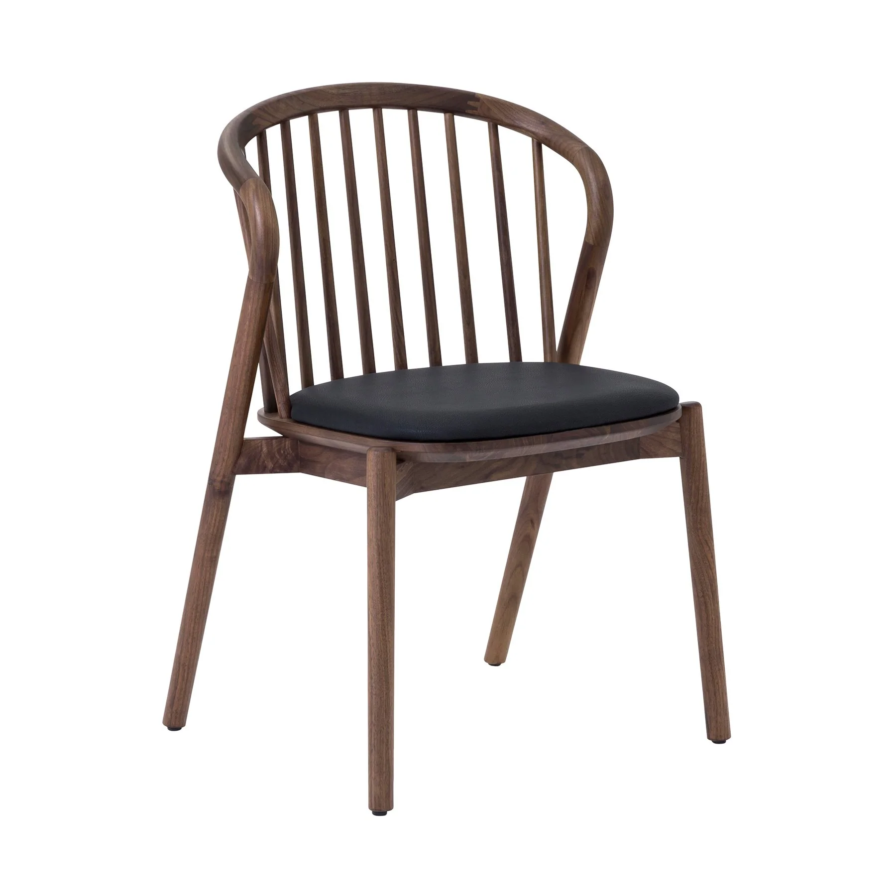 Echo Walnut Wood and Black Faux Leather Dining Chairs - Set of 2 - Image 2