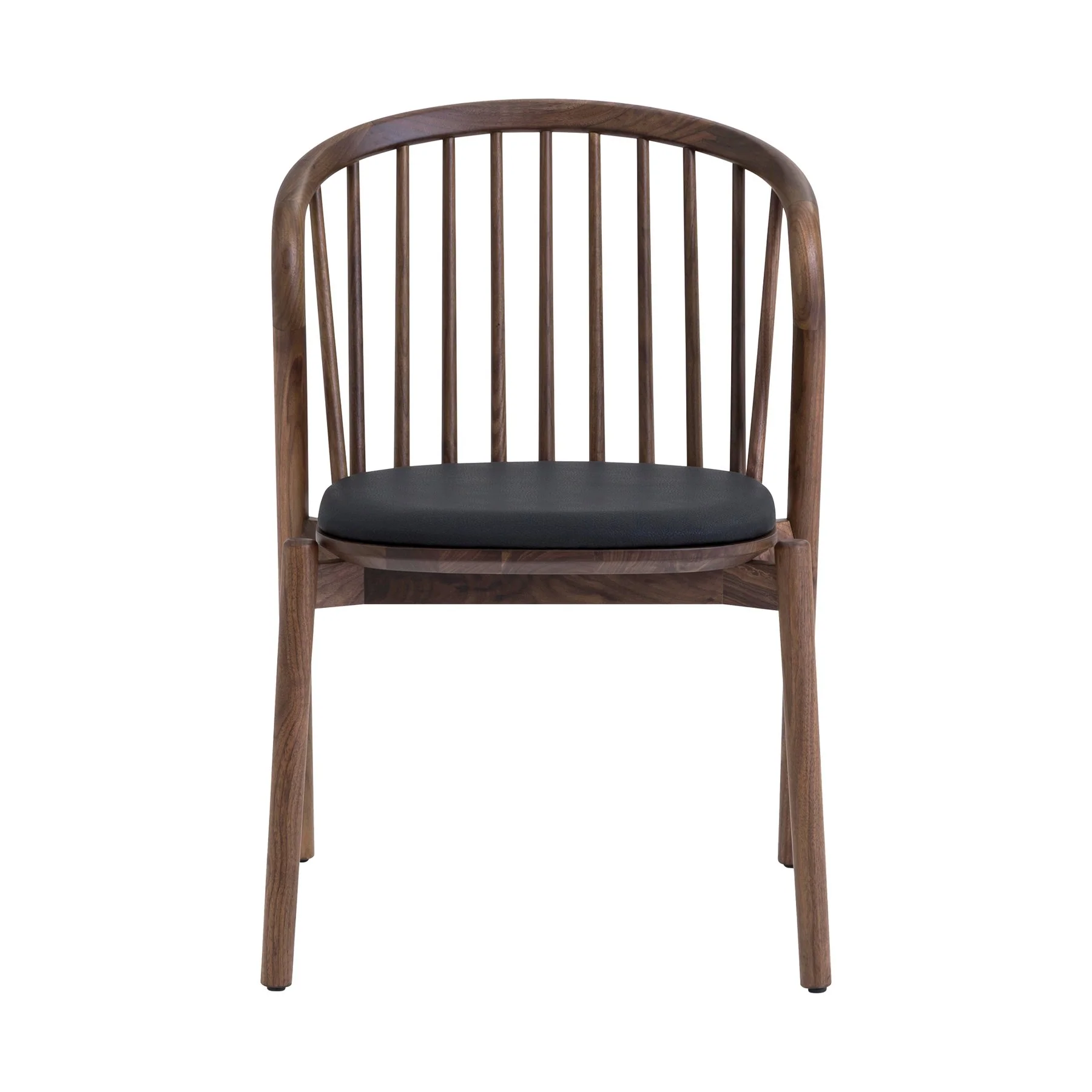 Echo Walnut Wood and Black Faux Leather Dining Chairs - Set of 2 - Image 3