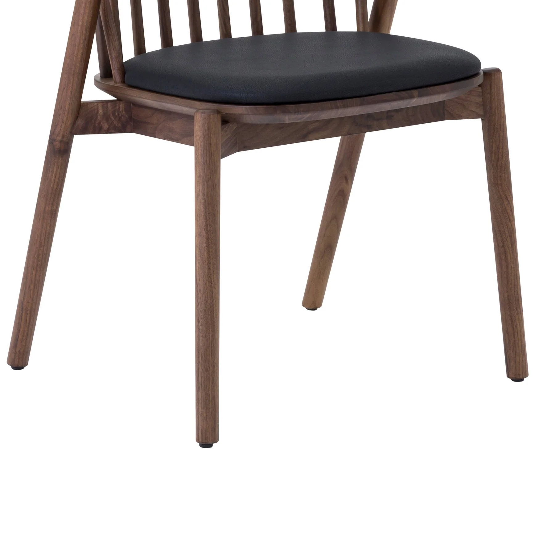 Echo Walnut Wood and Black Faux Leather Dining Chairs - Set of 2 - Image 8