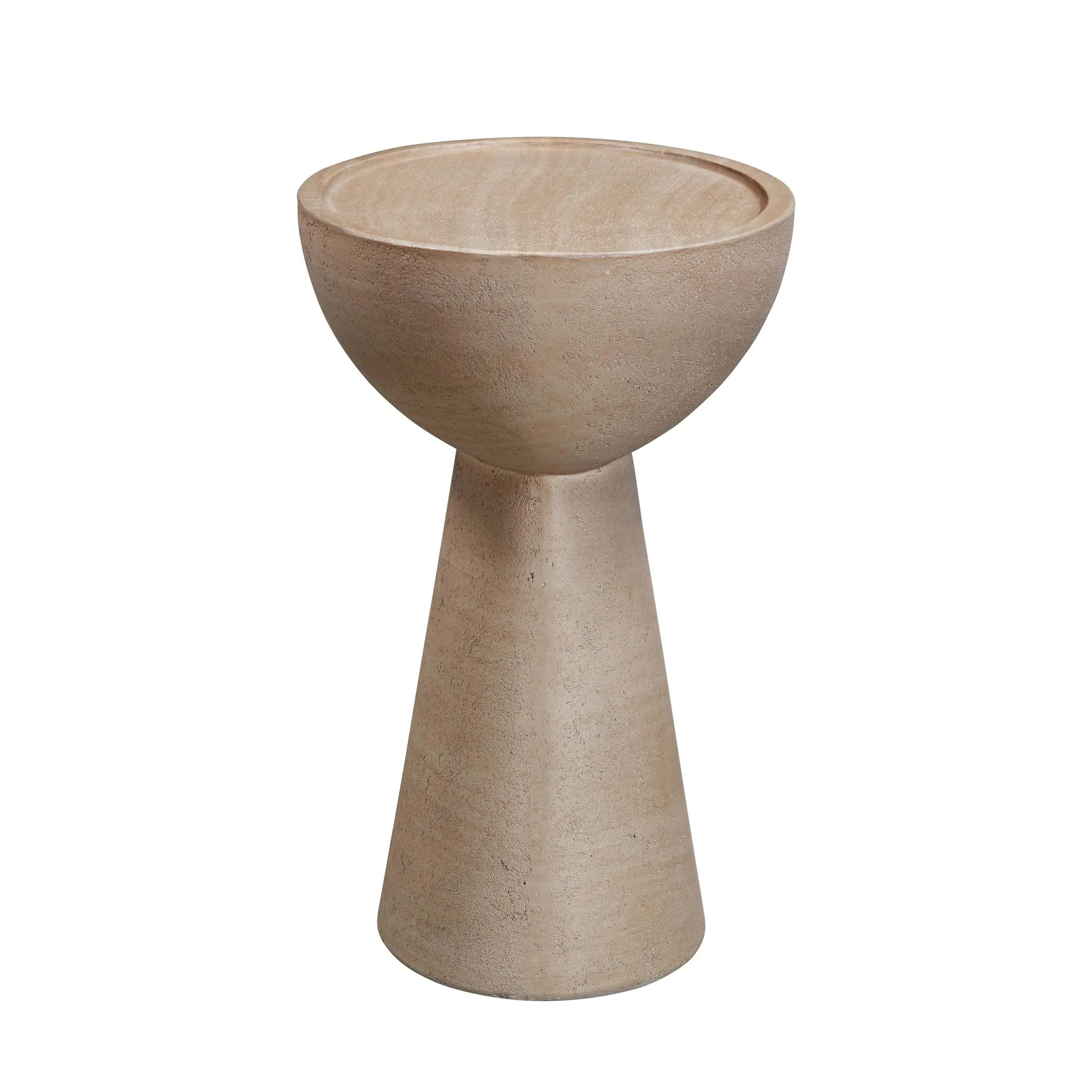 Eclipse Textured Faux Travertine Indoor / Outdoor Side Table - Image 4