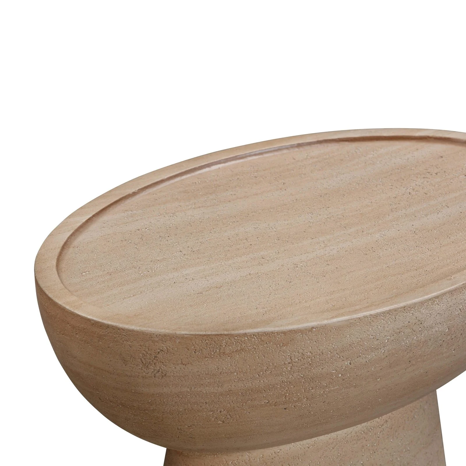 Eclipse Textured Faux Travertine Indoor / Outdoor Side Table - Image 5
