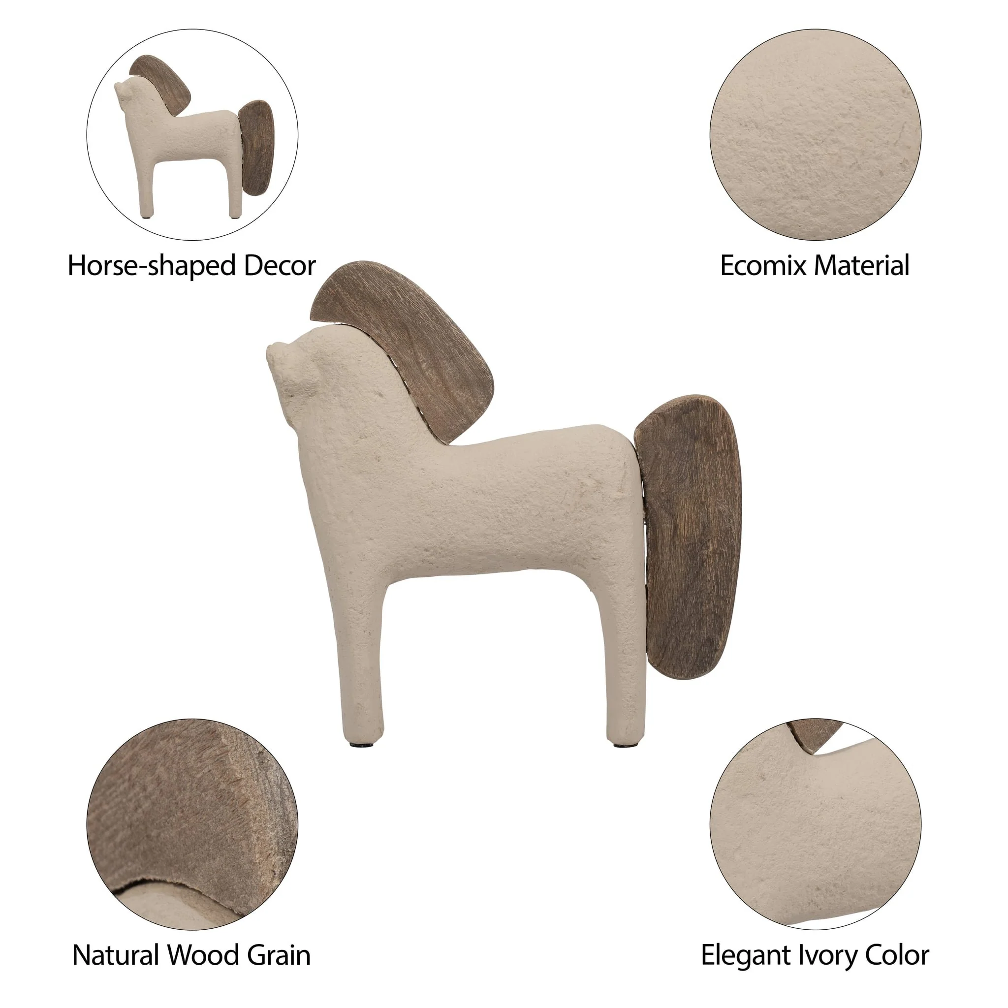 Ecomix, 12" Horse Deco, Ivory - Image 10